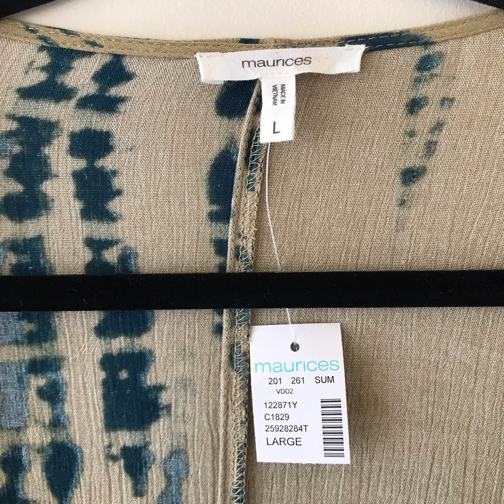 Maurices Tie Dye Flutter Sleeve Open Kimono, NWT - Picture 4 of 10